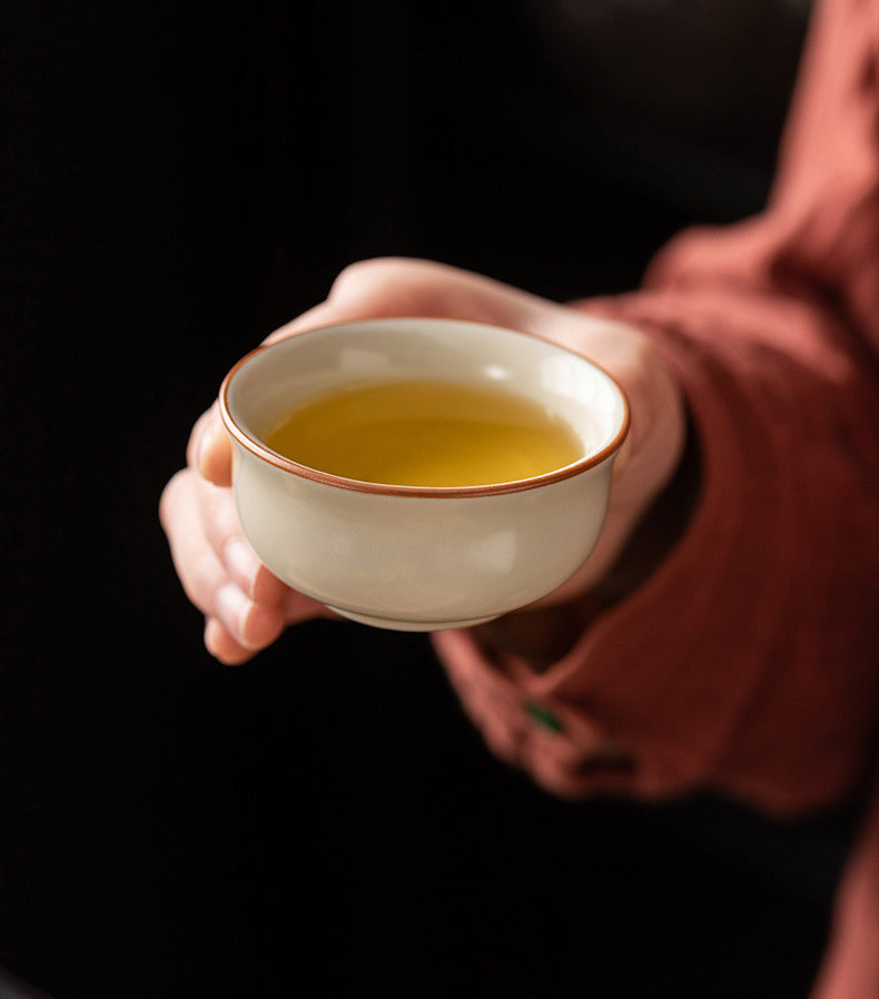 Ru Kiln Chinese Kung Fu Tea Set Household Ceramic Xishi Pot Hovering Cover Bowl Tea Cup Set